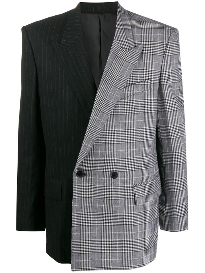 Juun.j Contrast Double-breasted Blazer - Black