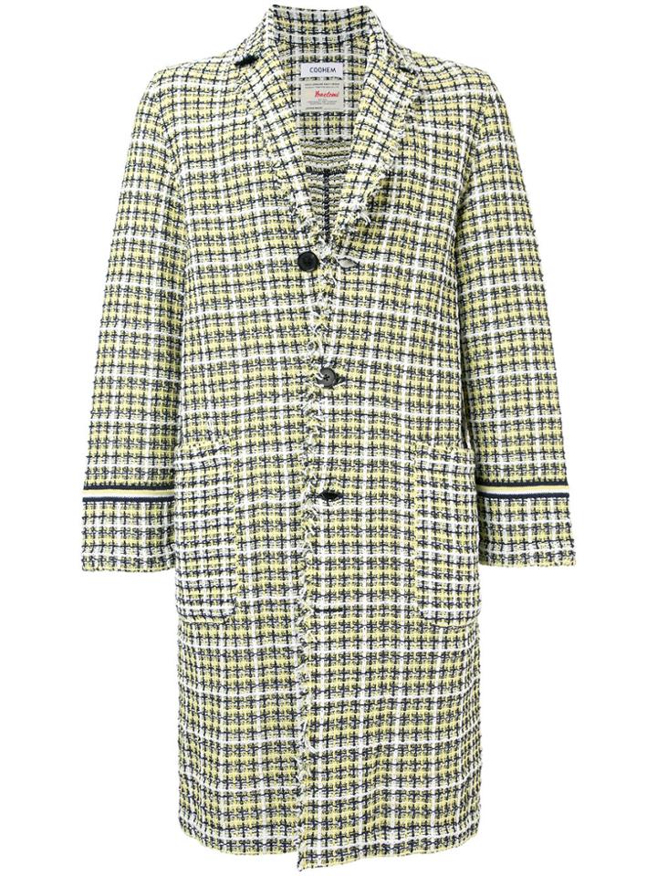 Coohem Tweed Fitted Coat - Yellow & Orange