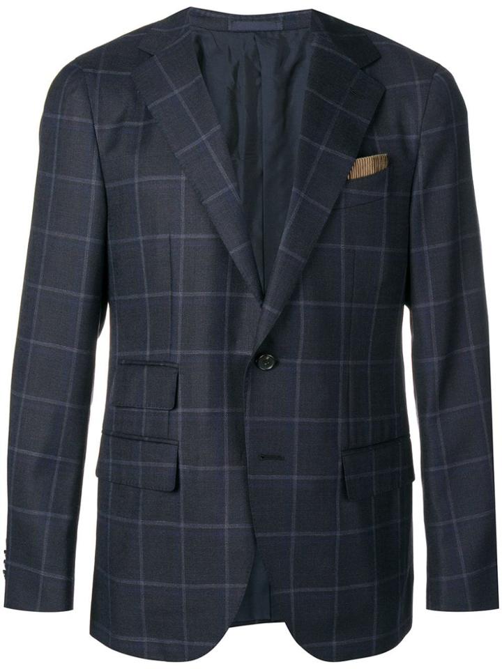 Caruso Check Jacket - Blue