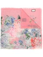 Gucci - Hydrangea Print Scarf - Women - Silk/cashmere - One Size, Women's, Pink/purple, Silk/cashmere