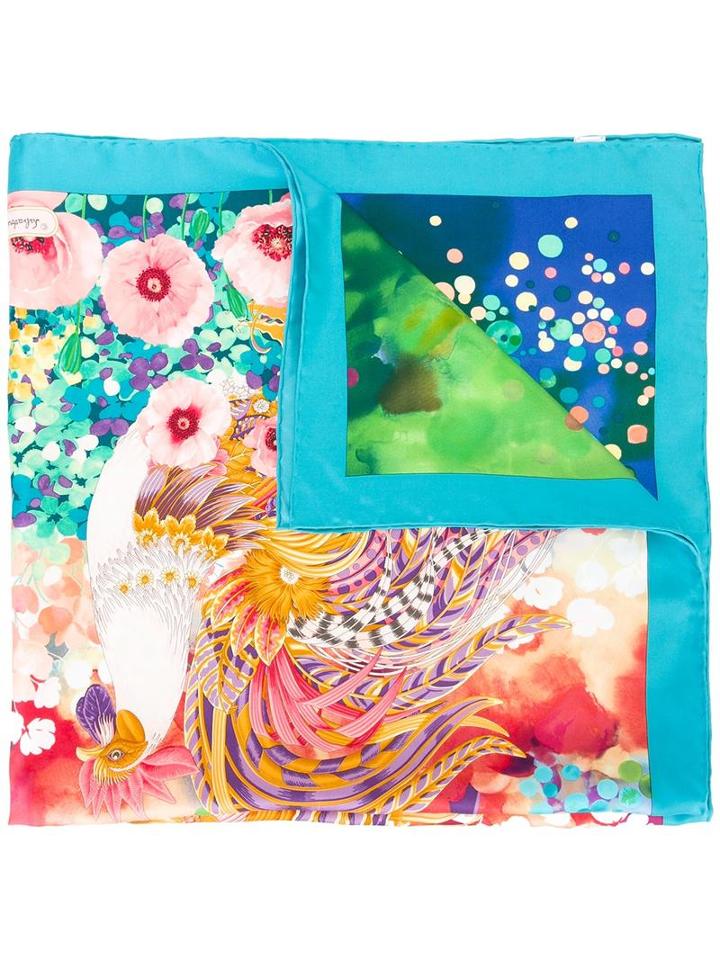 Salvatore Ferragamo Floral Animal Motif Scarf, Women's, Silk
