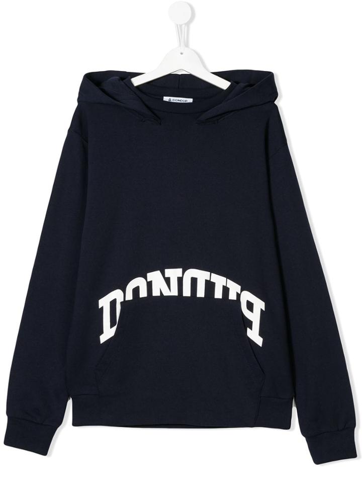 Dondup Kids Contrast Logo Hoodie - Blue