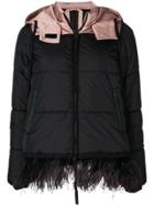 No21 Feather Trim Padded Jacket - Black