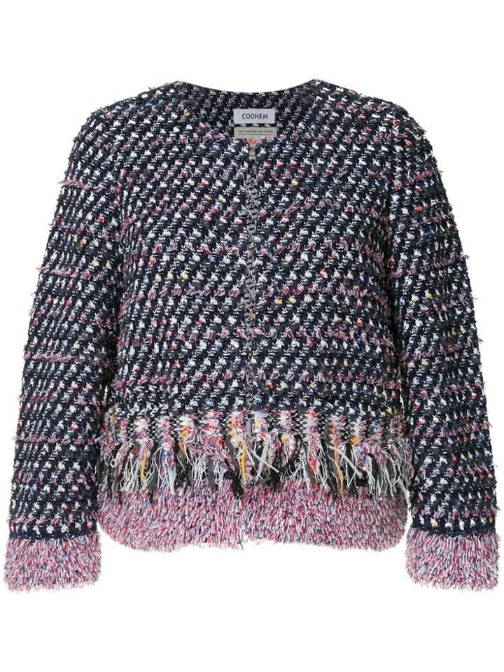 Coohem Fringed Tweed Jacket - Blue
