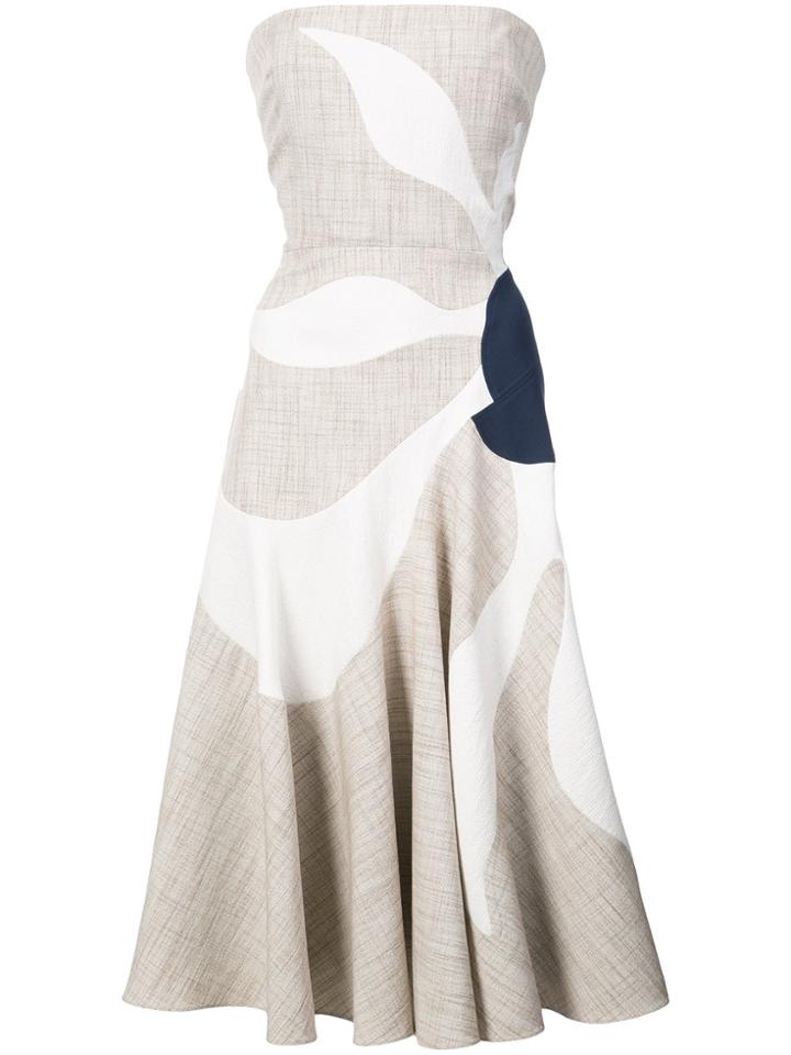Roksanda Strapless Flower Print Dress - Brown