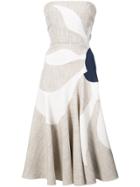 Roksanda Strapless Flower Print Dress - Brown