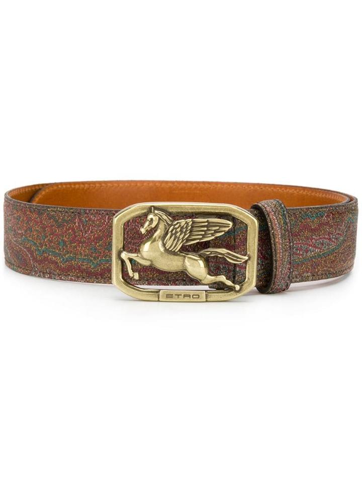Etro Printed Logo-buckle Belt - Brown