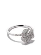 As29 18kt White Gold Roselia Flower Medium Diamond Ring - Silver