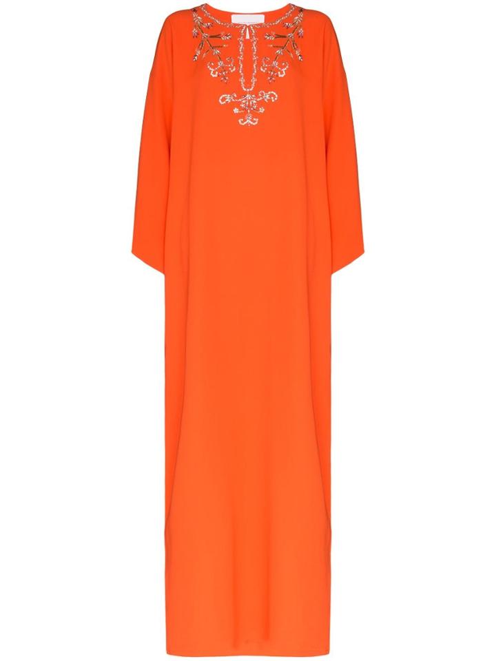 Carolina Herrera Kaftan Silk Maxi Dress - Orange