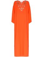 Carolina Herrera Kaftan Silk Maxi Dress - Orange