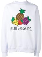 Gcds Fruits Print Sweatshirt, Men's, Size: Large, White, Cotton