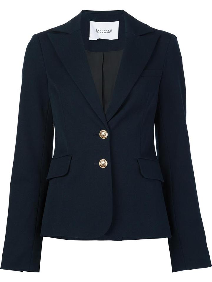 Derek Lam 10 Crosby Slim Fit Blazer, Women's, Size: 8, Blue, Cotton/elastodiene