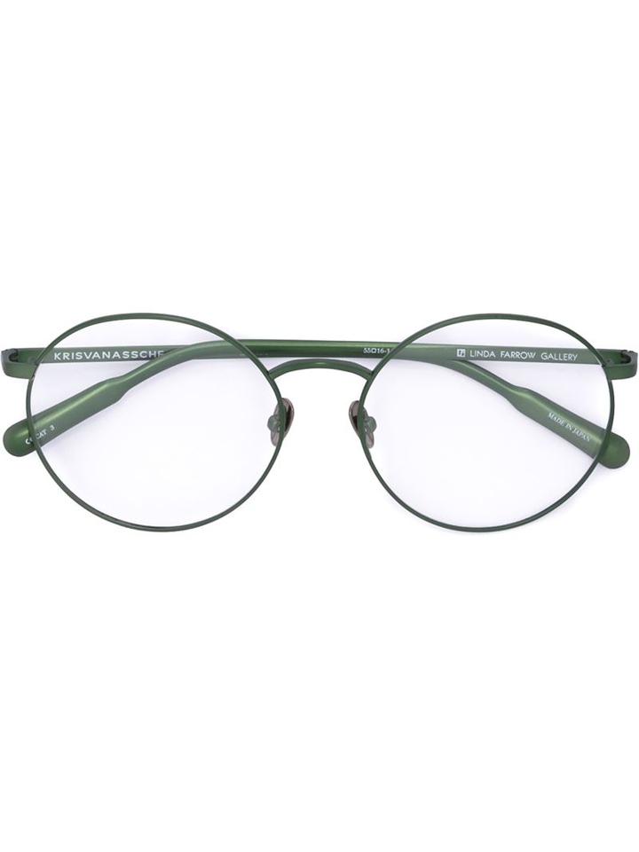 Linda Farrow Round Frame Glasses With Clip-on Shades