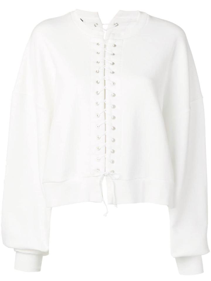 Unravel Project Flared Lace-up Sweater - White