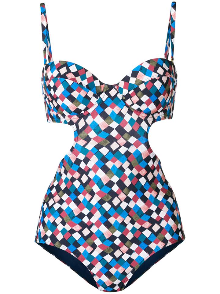 Tory Burch Prism Printed Cut-out Swimsuit - Multicolour