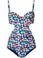 Tory Burch Prism Printed Cut-out Swimsuit - Multicolour
