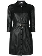 Patrizia Pepe Belted Faux Leather Mini Dress - Black
