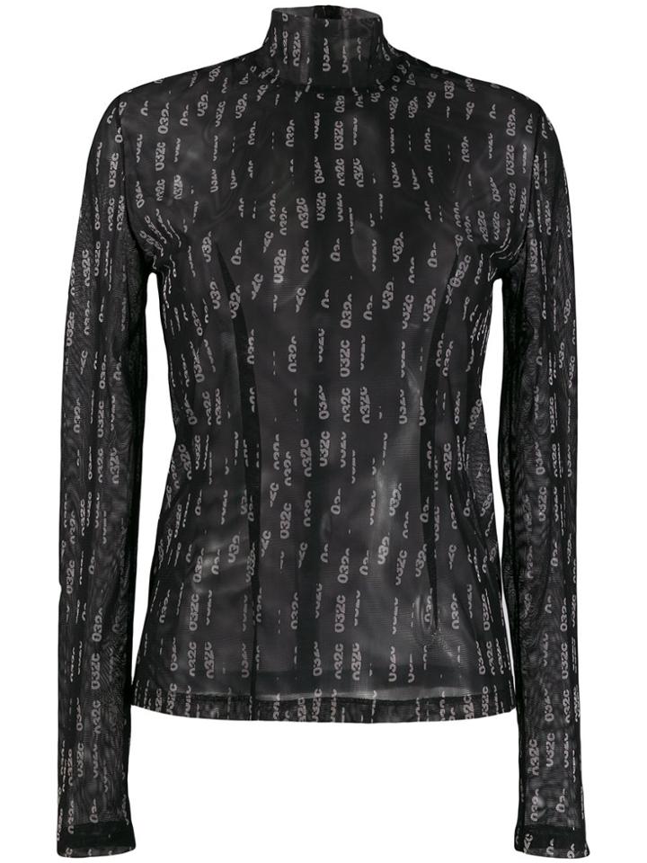 032c Sheer Logo-print Top - Black