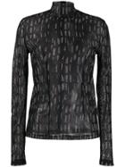 032c Sheer Logo-print Top - Black