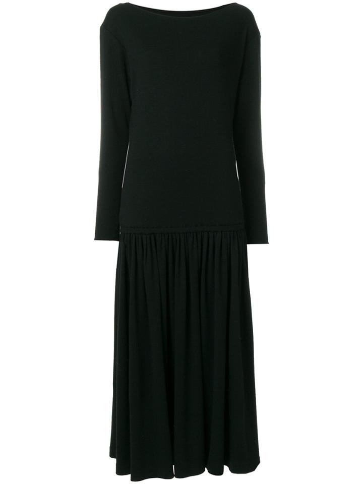 Jean Paul Gaultier Vintage Boat Neck Gathered Dress - Black