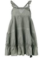 Diesel Black Gold - Ruffled Mini Dress - Women - Silk/polyester - 40, Green, Silk/polyester