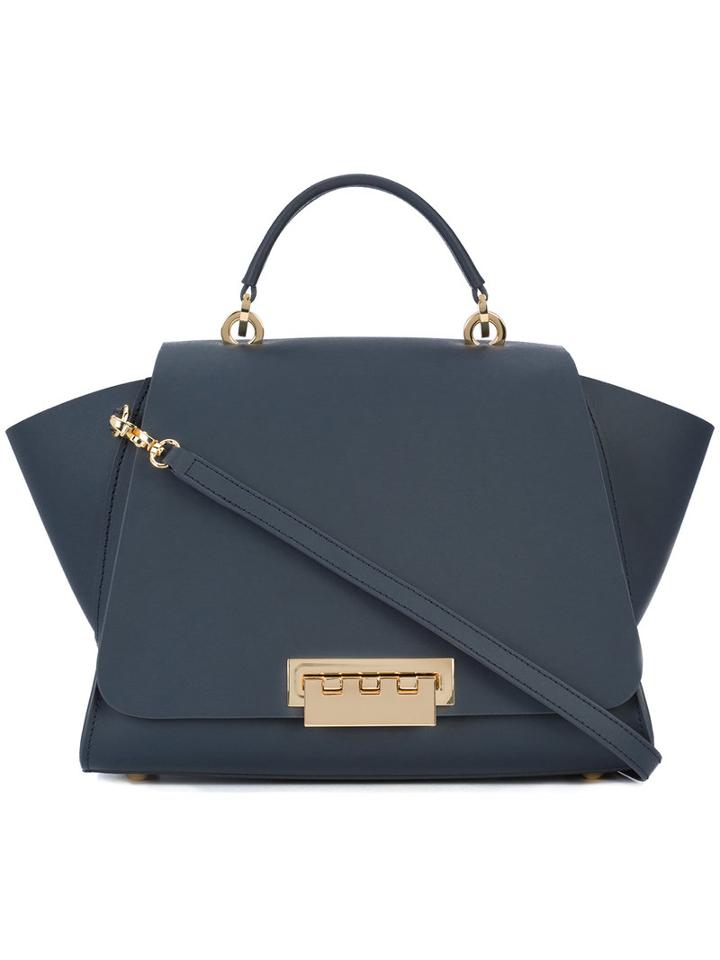 Zac Zac Posen - Logo Print Satchel - Women - Calf Leather - One Size, Blue, Calf Leather