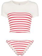 Solid And Striped The Meghan Stripe Bikini - White