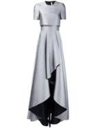 Jason Wu Shortsleeved Metallic Draped Gown, Women's, Size: 4, Grey, Silk/polyamide/polyester