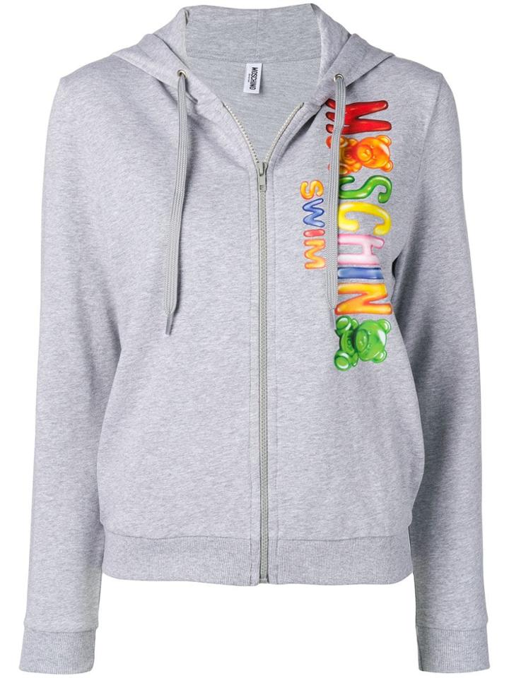 Moschino Gummy Logo Print Hoodie - Grey