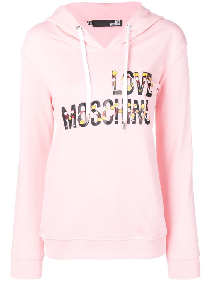 Love Moschino Cheerleader Logo Print Hoodie - Pink