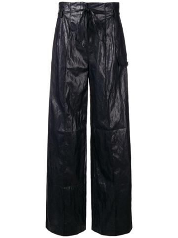 Rejina Pyo Faux Leather Wide-legged Trousers - Blue