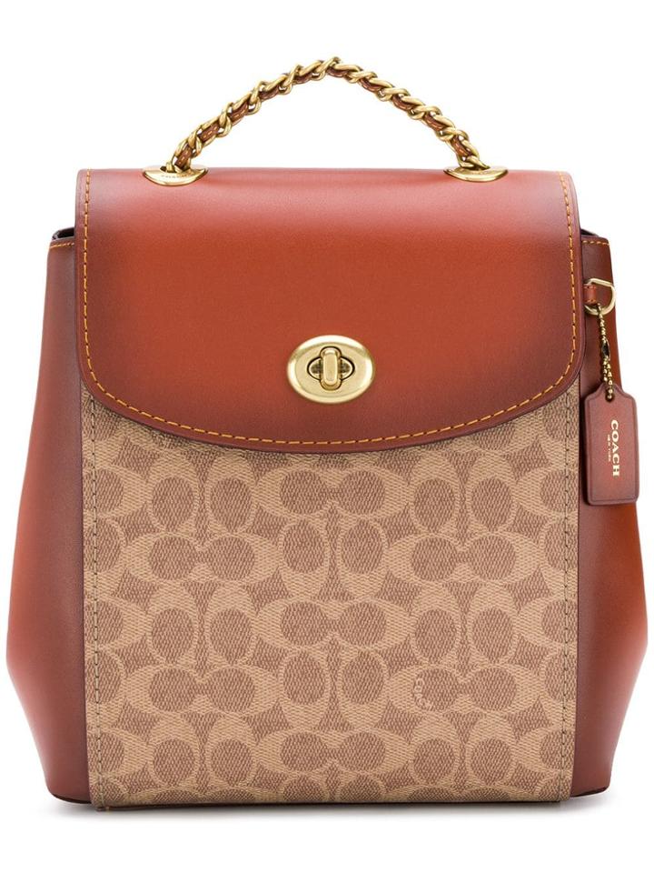 Coach Coach - Woman - Coated Canvas Sig Parker Bpack - Brown