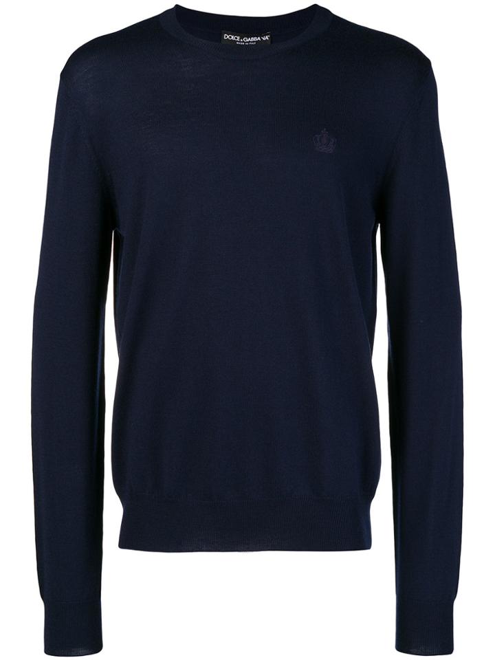 Dolce & Gabbana Crown Embroidered Sweater - Blue