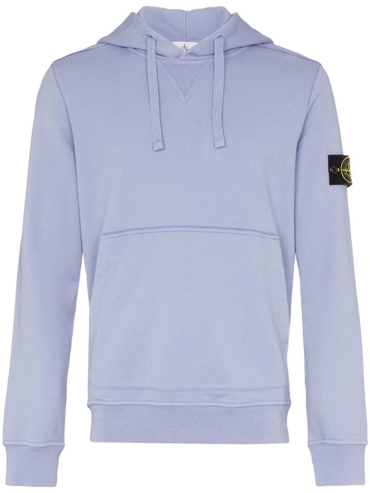 Stone Island Logo Patch Hoodie - Purple