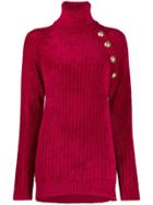 Balmain Turtle Neck Sweater - Red