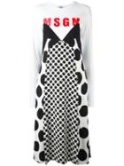 Msgm Polka Dots T-shirt Dress, Women's, Size: 38, White, Polyester/viscose