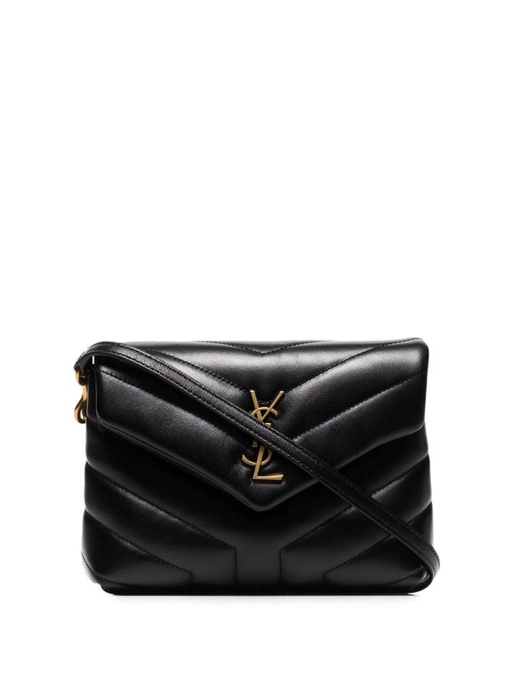 Saint Laurent Monogran Quilted Crossbody Bag - Black