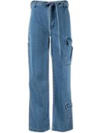 Pony Stone Straight-leg Tie Waist Jeans - Blue