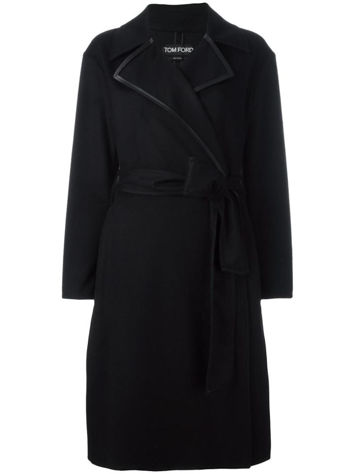 Tom Ford Thick Lapels Belted Coat - Black