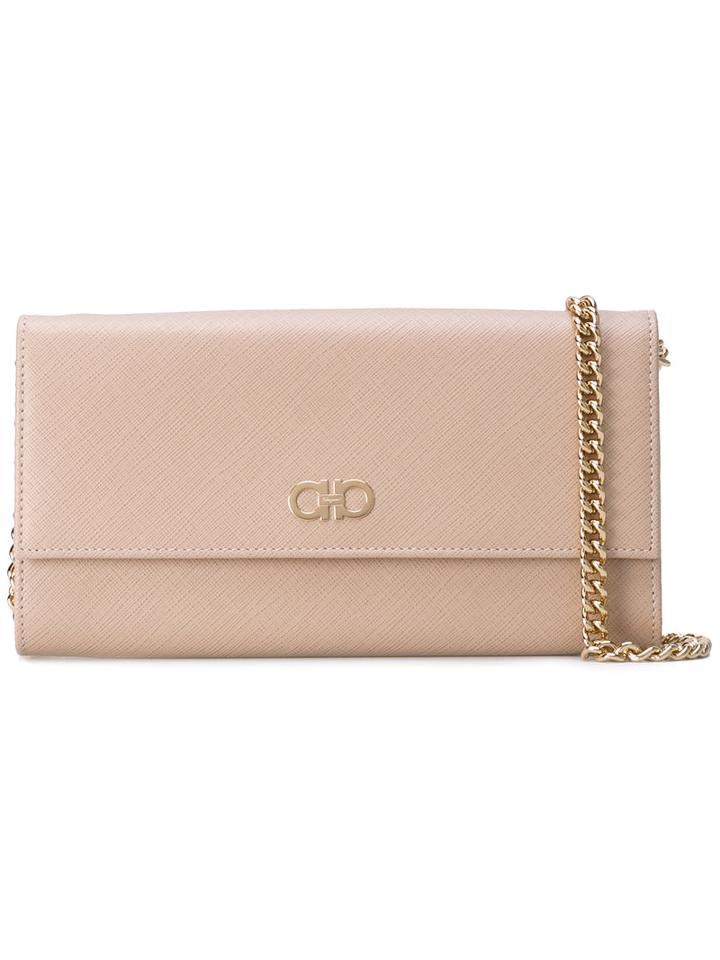Salvatore Ferragamo - Double Gancio Logo Shoulder Bag - Women - Calf Leather - One Size, Nude/neutrals, Calf Leather