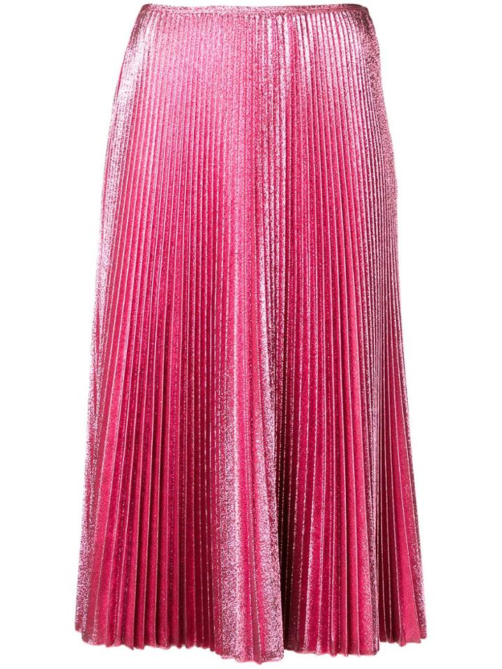 Cédric Charlier Pleated Full Skirt - Pink & Purple