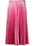 Cédric Charlier Pleated Full Skirt - Pink & Purple