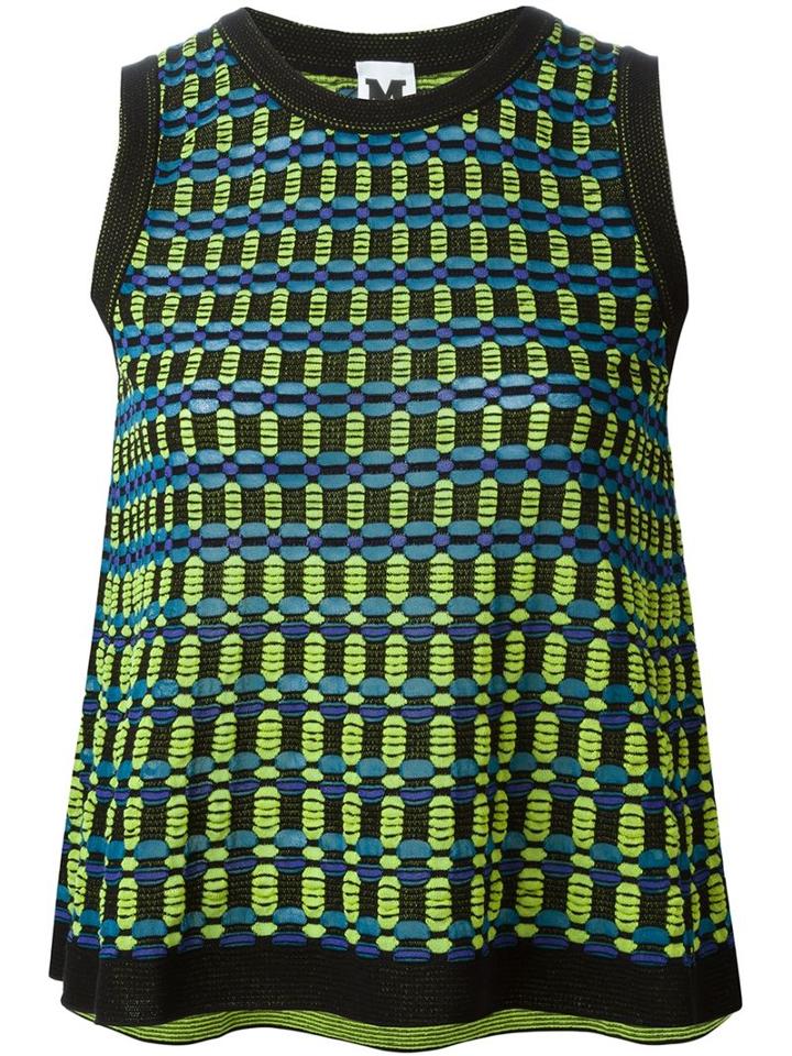 M Missoni Contrast Trim Plaid Wide Fit Knitted Tank Top