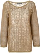 Alberta Ferretti Open Knit Sweater, Women's, Size: 44, Nude/neutrals, Cotton/polyester/rayon