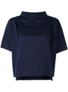 Strasburgo Roll Neck Cropped Blouse, Women's, Size: 36, Blue, Cotton