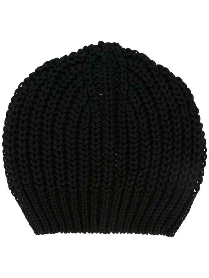 Rick Owens Ribbed Beanie, Adult Unisex, Black, Cotton