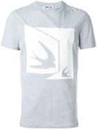 Mcq Alexander Mcqueen 2 Swallows Print T-shirt, Men's, Size: L, Grey, Cotton