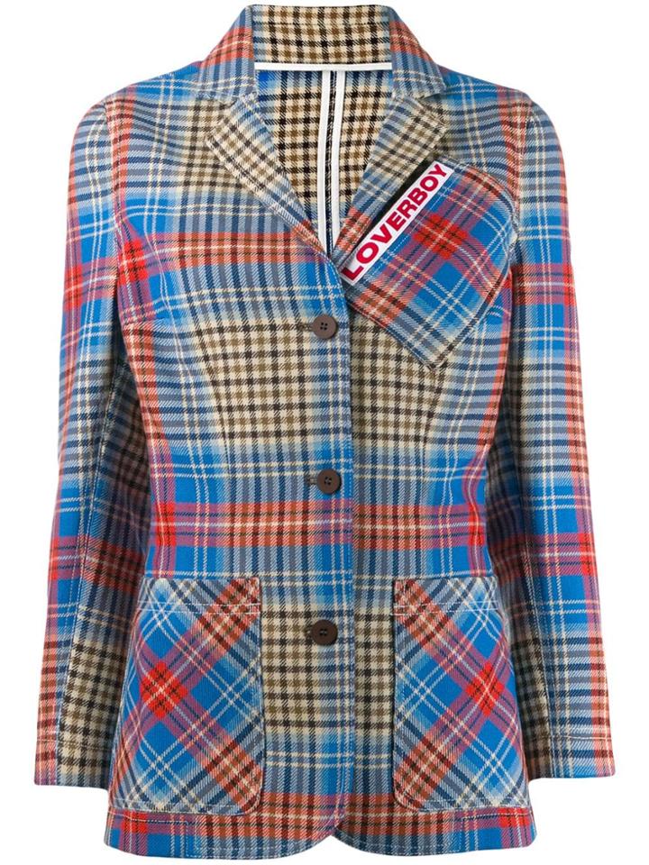 Charles Jeffrey Loverboy Shepherd Tartan Blazer - Blue