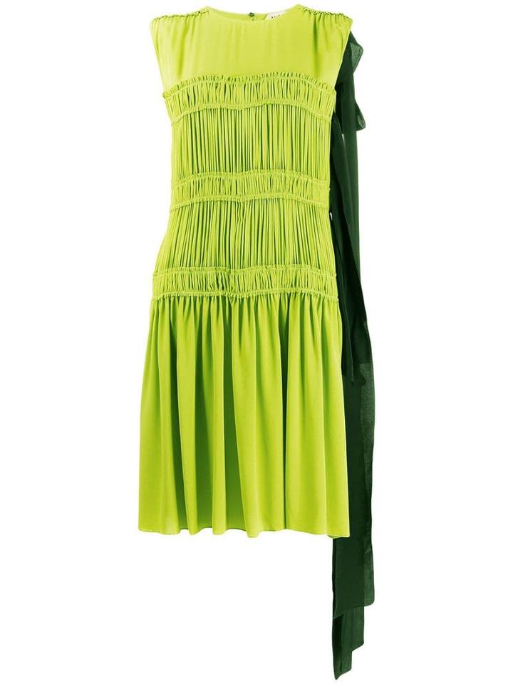 Nº21 Contrast Panel Gathered Dress - Green