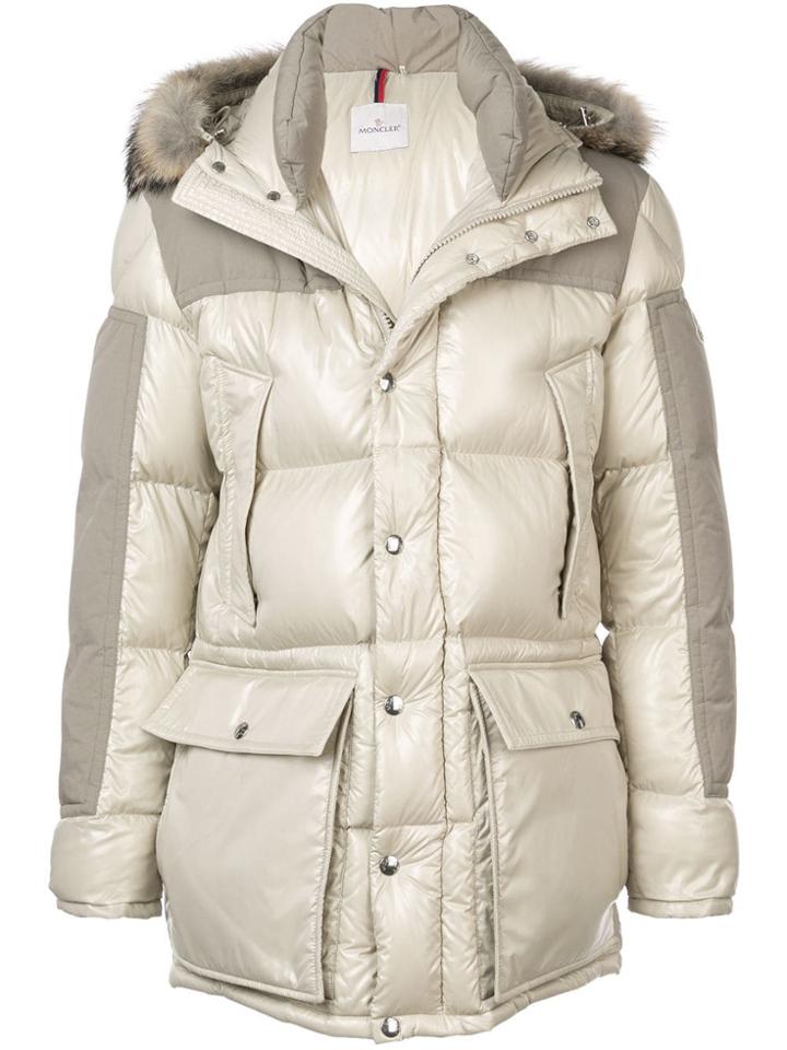 Moncler Fur-trimmed Down Jacket - Nude & Neutrals